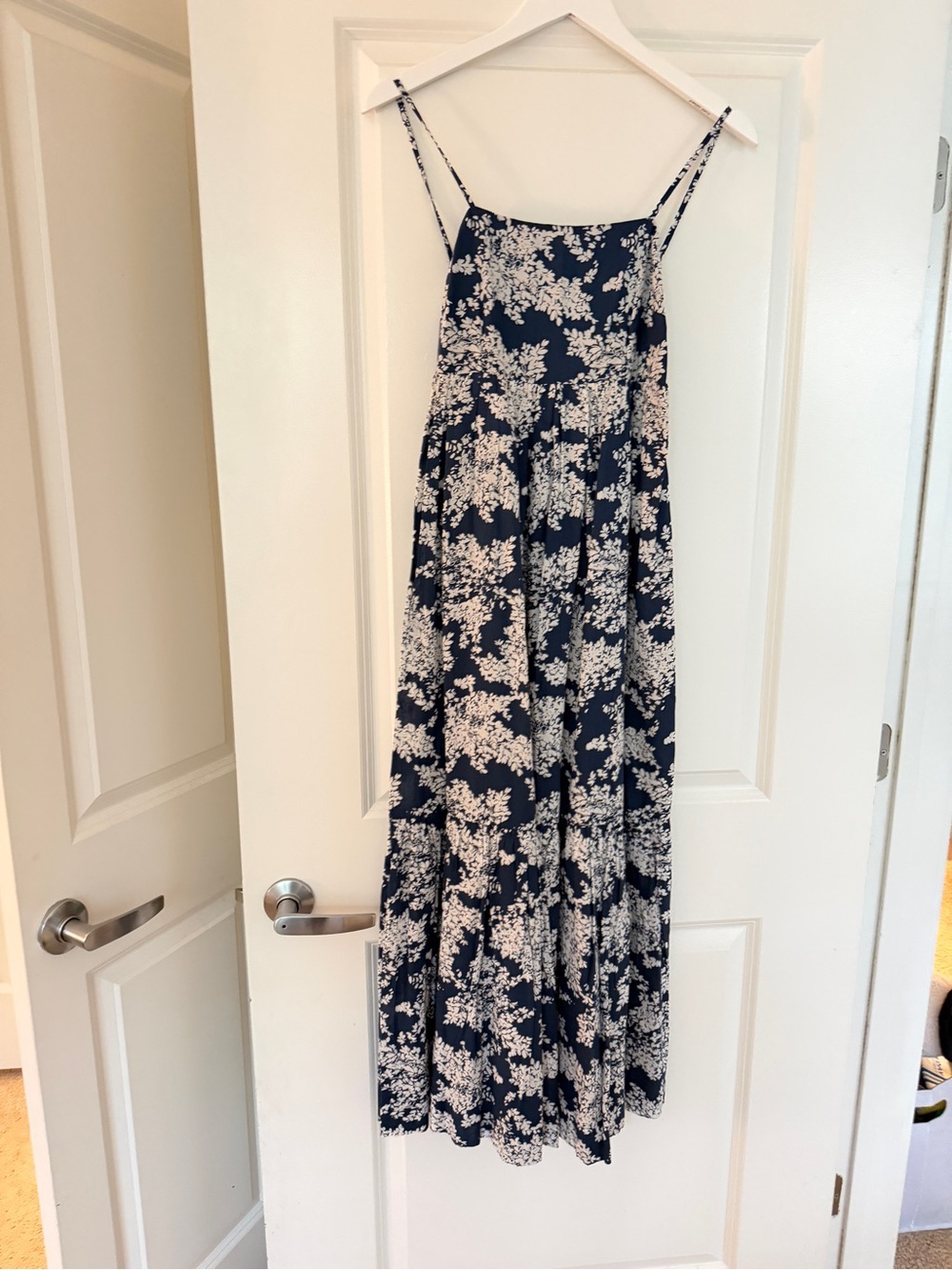 Navy Floral Spaghetti-Strap Maxi Dress